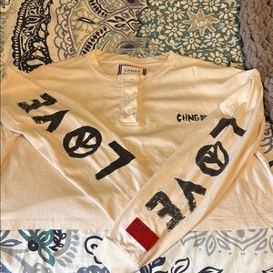 CHNGE Cream Black Graphic Long Sleeve Tee